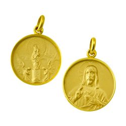 Escapulario Oro 18kts Virgen del Pilar / Sagrado Corazon 17mm ME1/9/49/17