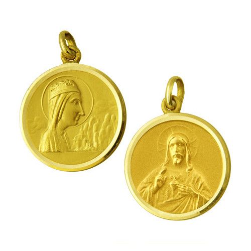 Escapulario Oro 18kts Virgen del Pilar / Sagrado Corazon 18mm ME1/11/70/22