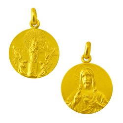 Escapulario Oro 18kts Virgen del Pilar / Sagrado Corazon 18mm ME1/16/49/18
