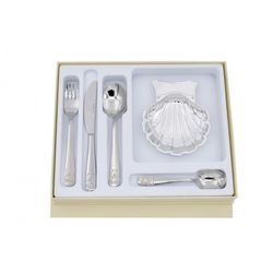 Estuche Concha Metal Plateado y Cubiertos Oso GA1153