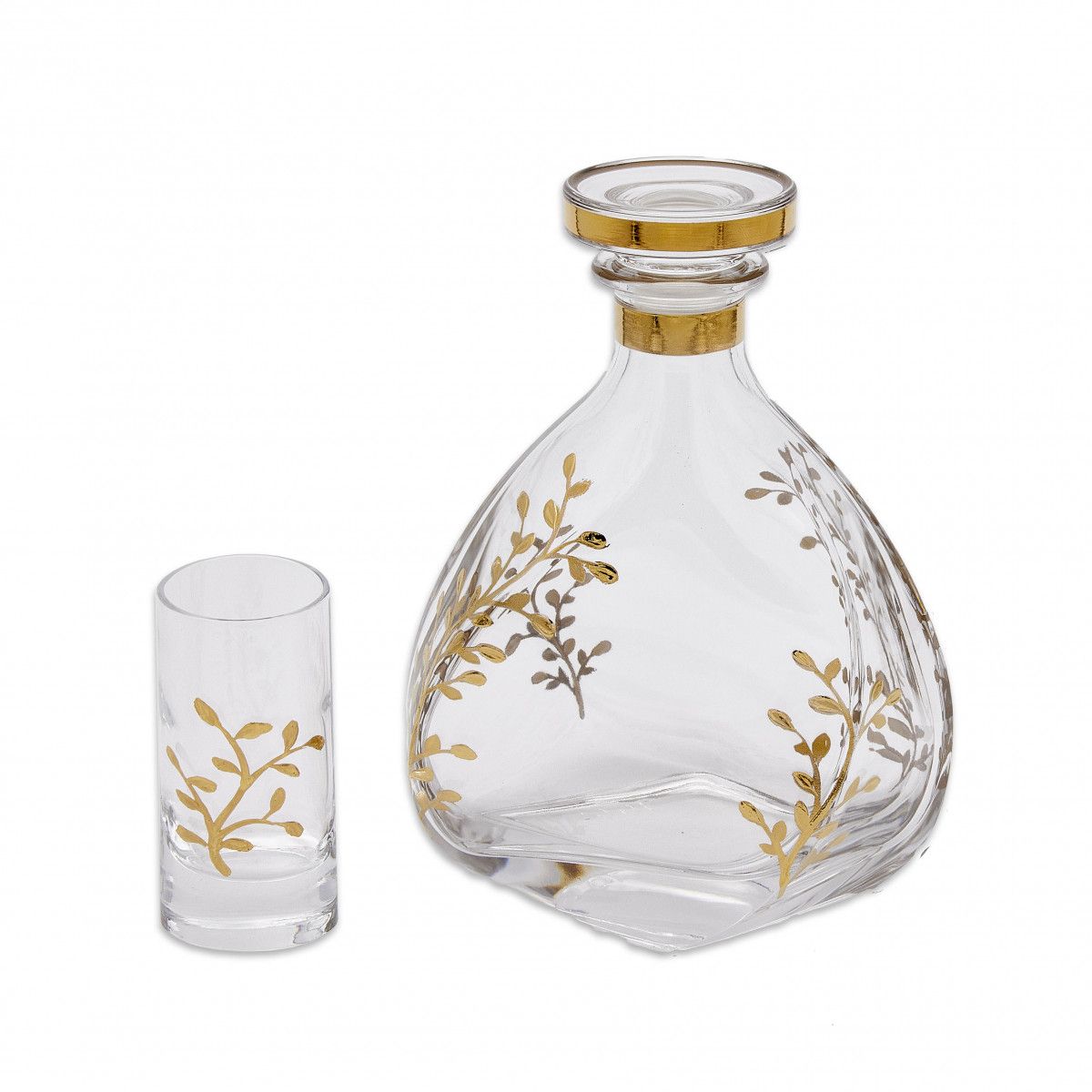 Estuche Cristal GA4205 Botella De Licor 750 ml + (6) Vasos Chupito Decorados A Mano