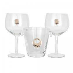 Estuche Cristal GA4228 Cubitera + (4) Copas Gin-Tonic + Pinza