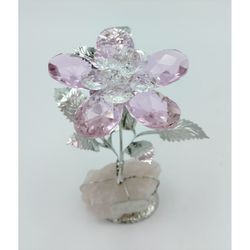 Flor 13cm Cristal NF0601D-P Rosada Base Piedra Rosada