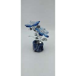Flor Doble 14cm Cristal NF0601E-B Azul Base Piedra Azul