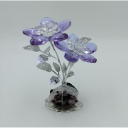 Flor Doble 14cm Cristal NF0601E-V Violeta Base Piedra Violeta