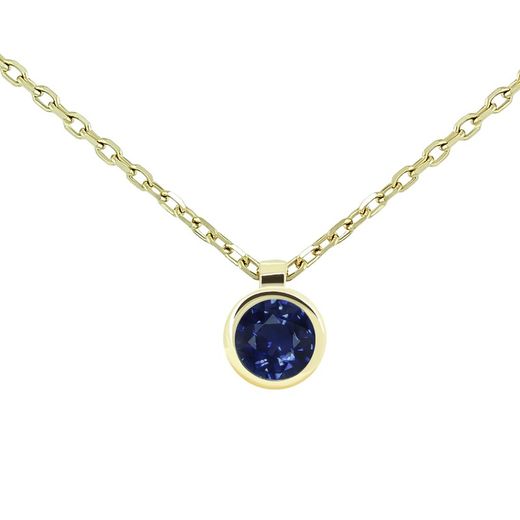 Gargantilla Or 18kts 1 Safir Brillant 3mm (0,15cts) Ample 3,9mm Cadena Forçada 0,25 Llarg 39-42cm 0609520
