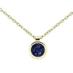 Gargantilla Oro 18kts 1 Zafiro Brillante 4mm (0,35cts) Ancho 5,3mm Cadena Forzada Doble Asa Largo 39-42cm 0609523