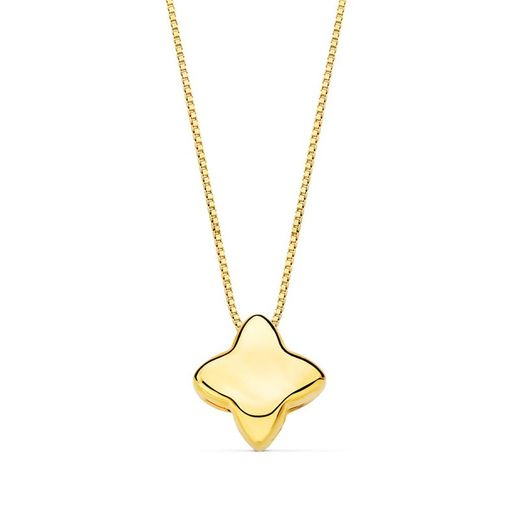 Gargantilha de ouro 18kt estrela lisa 6.5x6.5mm corrente veneziana 42+3cm 21140-3