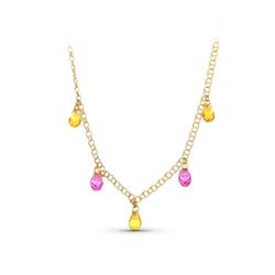 Gargantilla Oro 18kts Lágrimas Piedras Color Rosa-Topacio 13834-TORS