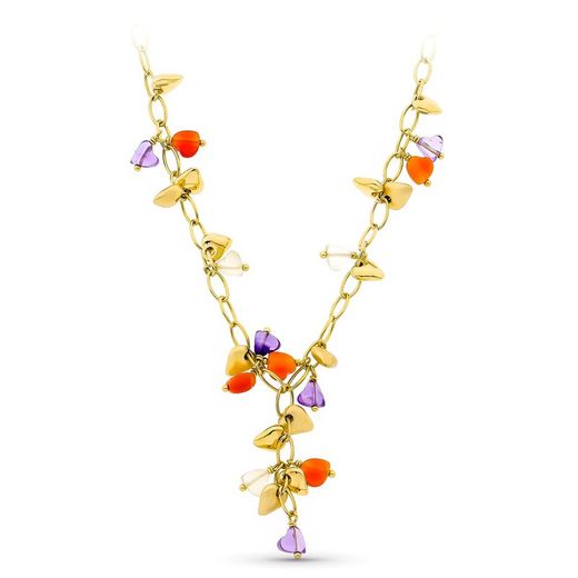 18kt Gold Choker Matte and Shine Stones Color 12000428