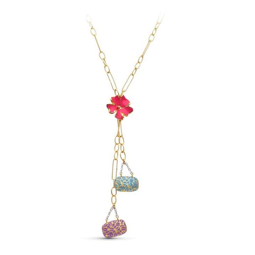 18kt Gold Choker with Color Esmlate Motifs 19000080