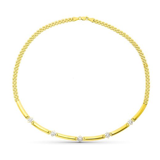18k Gold Panter Necklace with Zircons 45cm 7mm 07000090