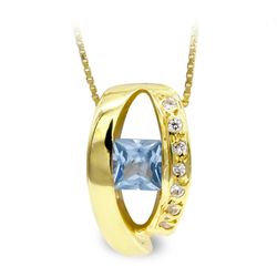 Collana in Oro 18k Pietra Blu e Zirconi 7218-3