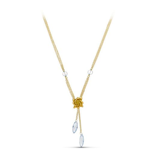 18kt Gold Choker Colored Stones and Matte Flower 13000435