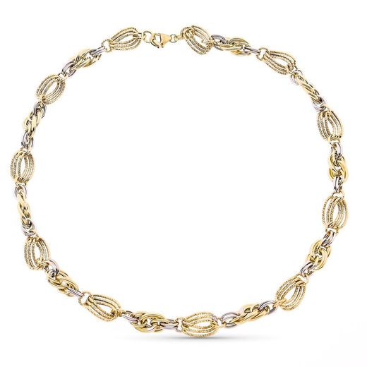 9kt guld Bicolor Sølv Choker 45cm 9K210135