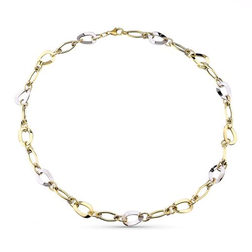 Collaret Or 9kts Bicolor Plata 45cm 9K210139