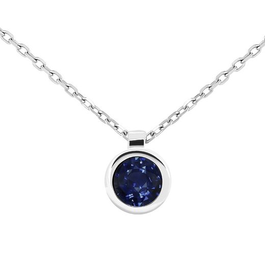 Gargantilla Or Blanc 18kts 1 Safir Brillant 4mm (0,35cts) Ample 5,3mm Cadena Forçada Doble Nansa Llarg 39-42cm 0609943