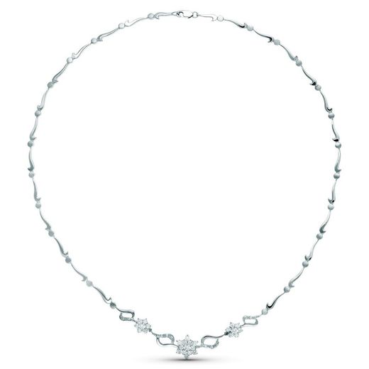 Gargantilha em ouro branco 18k 45cm 20419-3 Zircônia