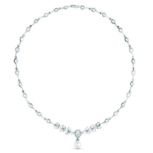 Tour de cou en or blanc 18 carats 45 cm 20421-3 Perle