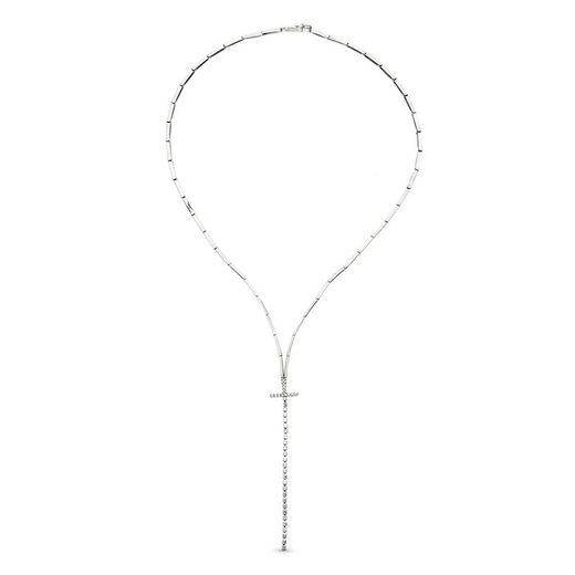 White Gold Necklace 18kts Cross Zircons 19000016