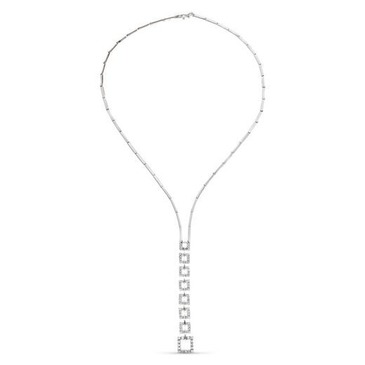 Collier Or Blanc 18kts Zircons Carrés 19000012