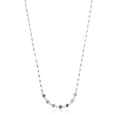Gargantilla Plata Argent Basic 42+3cm CORT040 Cristales Fucsia Bicolor Lila