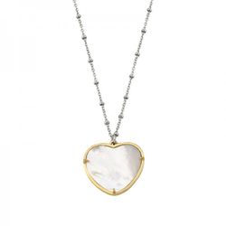 Xernus Choker Two-Tone Gold Steel 3075-AA Mother-of-Pearl Heart