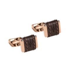 Gemelos Maserati JM218AMD13 J CUFFLINKS RG & BROWN LEATHER