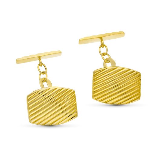 18k Gold Cufflinks Galloned Barrel 17X13mm 4489-6