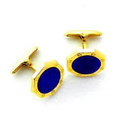 Gemelos Oro 18kts Octogonal Con Lapislazuli GE1/16044