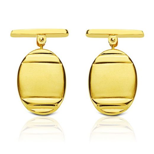 18 karat guld manchetknapper matte og skinnende ovale 18x13 mm 4630-6