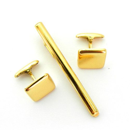 Gemelos Oro 18kts Pasador Forma Rectangular Brillo GA1/10032