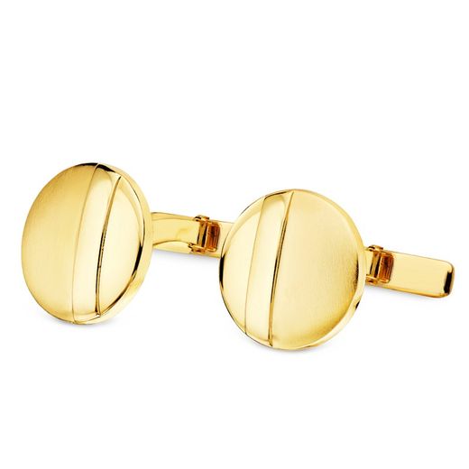 18kt Gold Cufflinks Round Matt and Shine 15mm 4623-6