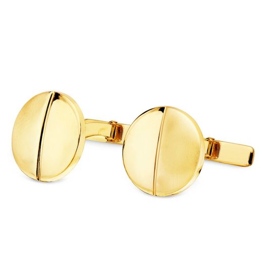 18kt Gold Cufflinks Round Matt and Shine 15mm 4748-6
