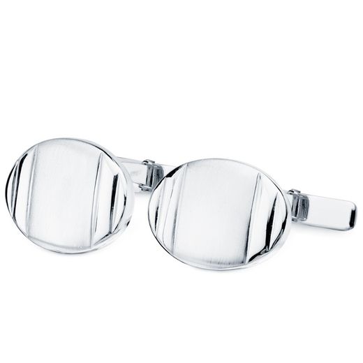 18k White Gold Cufflinks Oval Matt and Shine 18X13mm 4754-6
