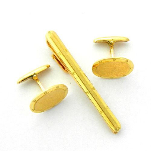 Gemelos Oro Blanco 18kts Pasador Forma Ovalada Brillo GA1/10049