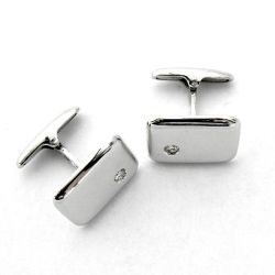 Gemelos Oro Blanco 18kts Rectangular Con Brillantes GB1/31046