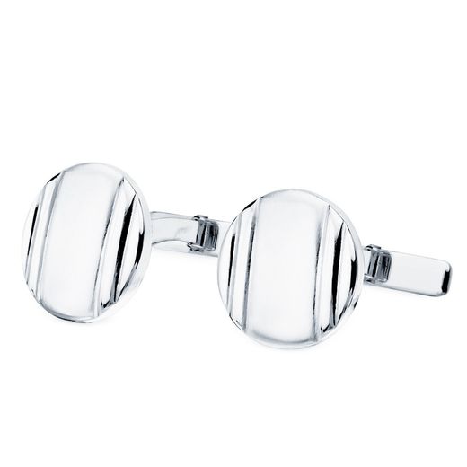 18kt White Gold Round Matte and Shiny Cufflinks 15mm 4737-6
