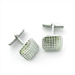 Gemelos Plata Cuadrado Rallado GP202/21