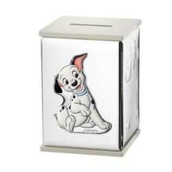Piggy Bank 101 Dalmatians Bilaminate Silver D722BI 8x8x8x11.5 Disney