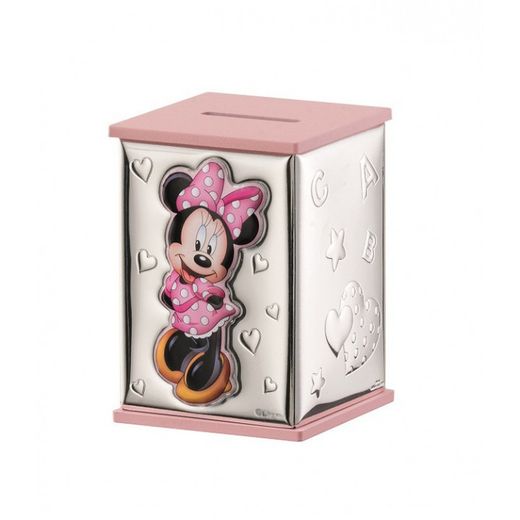 Minnie Mose Bilaminated Silver Piggy Bank D303RA 8x8x8x11.5 Disney