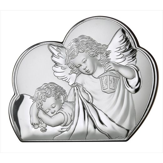 Religious Icon Guardian Angel Silver 81257/2L 10.7x8.7cm