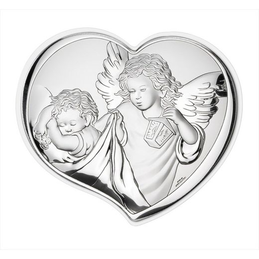 Icono Religioso Corazón Ángel De La Guarda Plateada 81258/2L 10,5x9cm