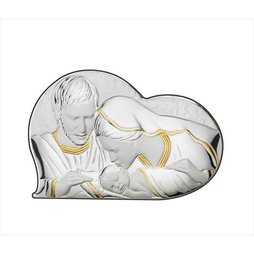 Icona Religiós Cor Sagrada Família Platejada Bicolor Daurat EV5150/22O 22x14cm