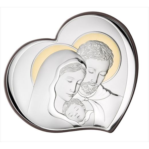 Religious Icon Heart Holy Family Silver Two-tone Gold 81252/4LORO 17.5x15cm