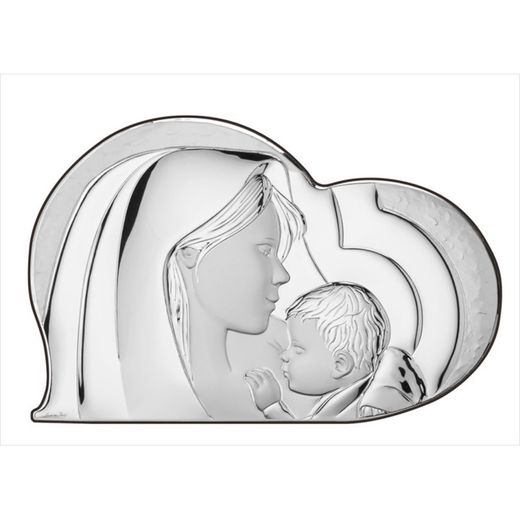 Icône religieuse Cœur Vierge à l'Enfant Argent EV5160/15 15x10cm