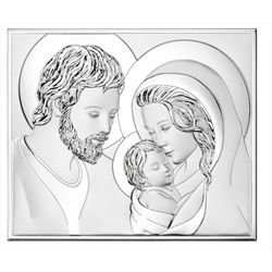 Icono Religioso Cuadro Sagrada Familia Plateado 81340/2L 14,5x12cm
