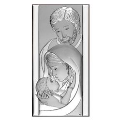 Icono Religioso Latón Bilaminado 15x30cm AE6807/3 Sagrada Familia Vertical Plateada
