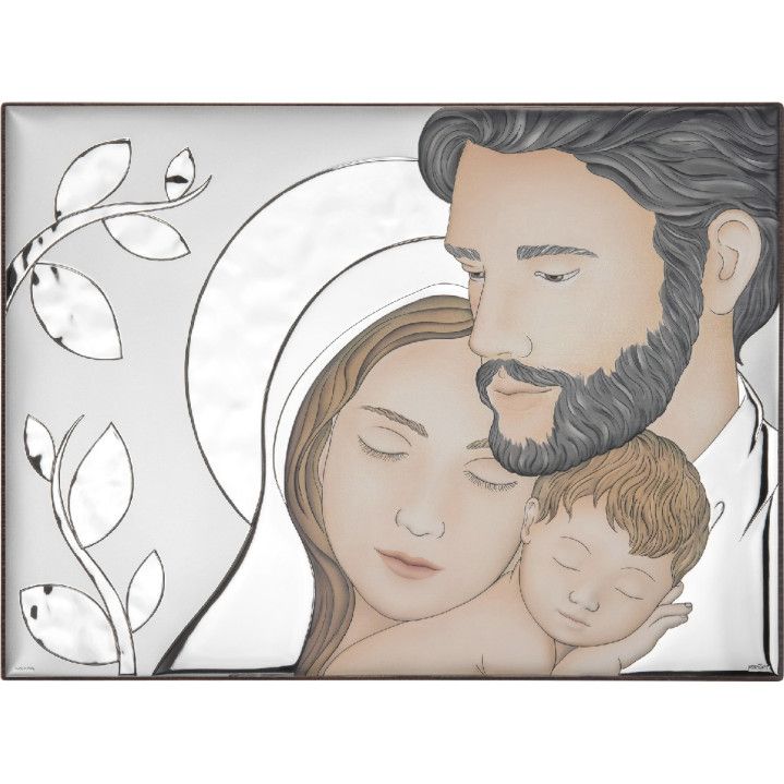 Icono Religioso Latón Bilaminado 21x15cm AE0281/3D Sagrada Familia - Árbol de la Vida A Color