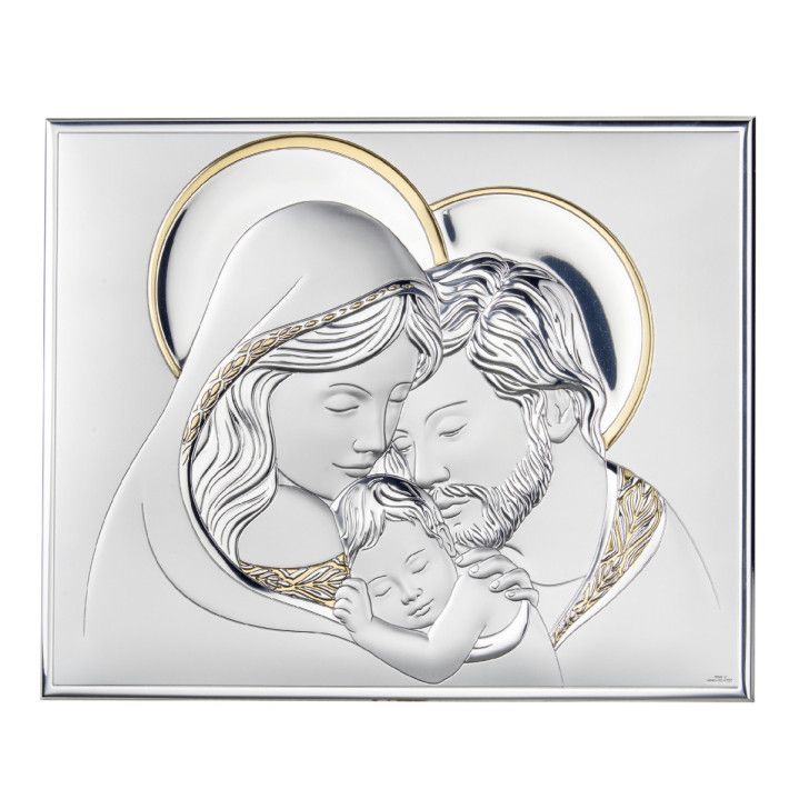 Icono Religioso Latón Bilaminado 26x21cm 81394/4LORO Sagrada Familia Dorada